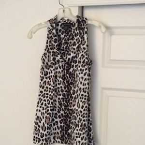White House Black Market Leopard Print Blouse